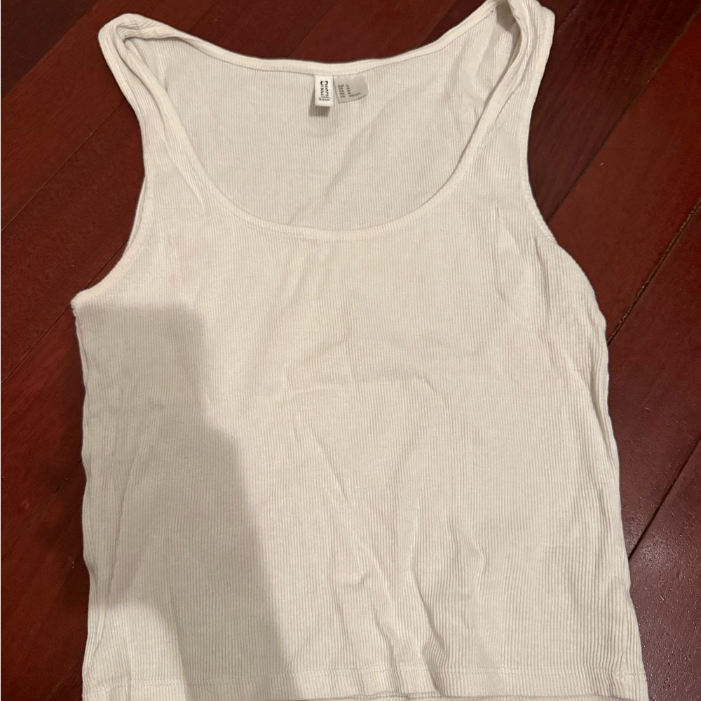 H&M White Fitted Tank Top